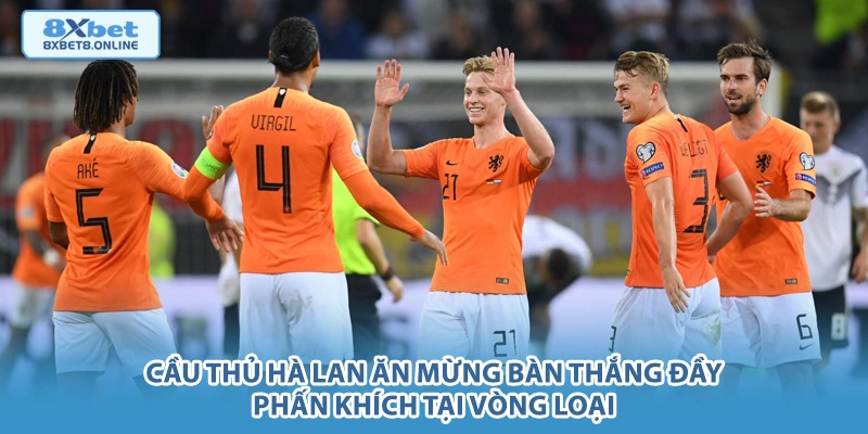 Cầu thủ Hà Lan ăn mừng bàn thắng đầy phấn khích tại vòng loại.